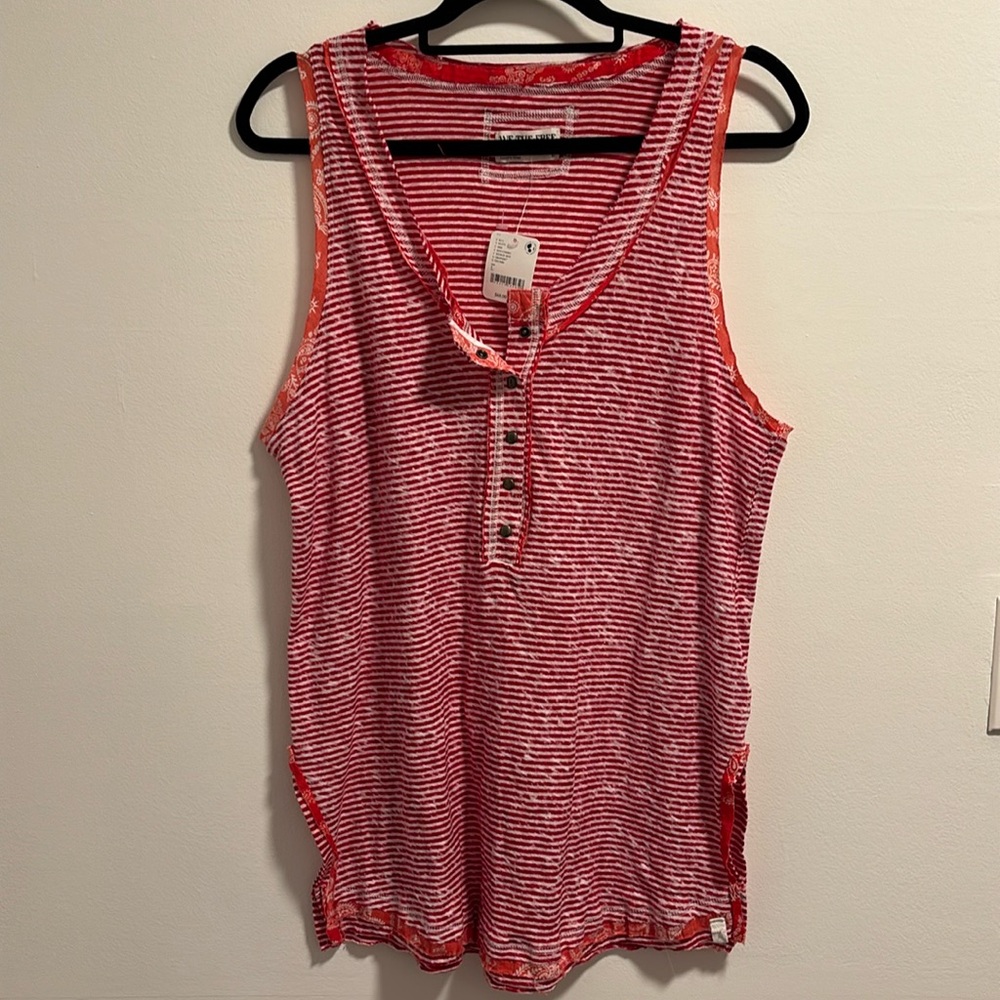 Free People We The Free Love Language tank. NWT. Red combo
